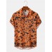 Mens Halloween Pumpkin Evil Face Print Short Sleeve All Matched Shirts