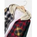 Mens Patchwork Plaid Warm Fleece Lined Long Sleeve Hooded Jacket