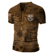 Casual stand collar short sleeve men's T-shirt HF0706-04-02