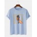 Mens Microphone Hand Graphic Short Sleeve Cotton T  Shirts