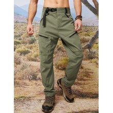 Men Zip Pocket Belted Velcros Detail Long Overalls