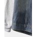 Mens Patchwork Denim Wash Distressed Hooded Jacket With Double Pocket