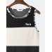 Mens Color Block Trims Print Patchwork Knitted Sleeveless Tanks