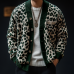 Men's Vintage Leopard Jacquard Colorblock Single Breasted Cardigan 17268231Y