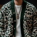 Men's Vintage Leopard Jacquard Colorblock Single Breasted Cardigan 17268231Y