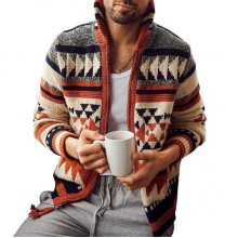 Men's Geometric Zip Cardigan Sweater Jacket 10367556X