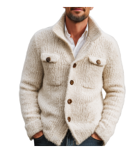 Men's Classic Solid Color Stand Collar Button Cardigan MTA1450J5U