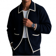 Men's Retro Casual Cable Knit Zipper Sweater Cardigan MTA0964I4TO