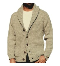 Men's Solid Color Lapel Knit Jacket 97390115X