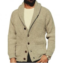 Men's Solid Color Lapel Knit Jacket 97390115X
