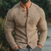 Men's Vintage Casual Knit Collarless Button-Down Shirt Cardigan MTA2430J3TO