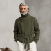 Men's Classic Casual Stand-up Collar Zip-up Knit Cardigan (belt Included) MTA0492K7K